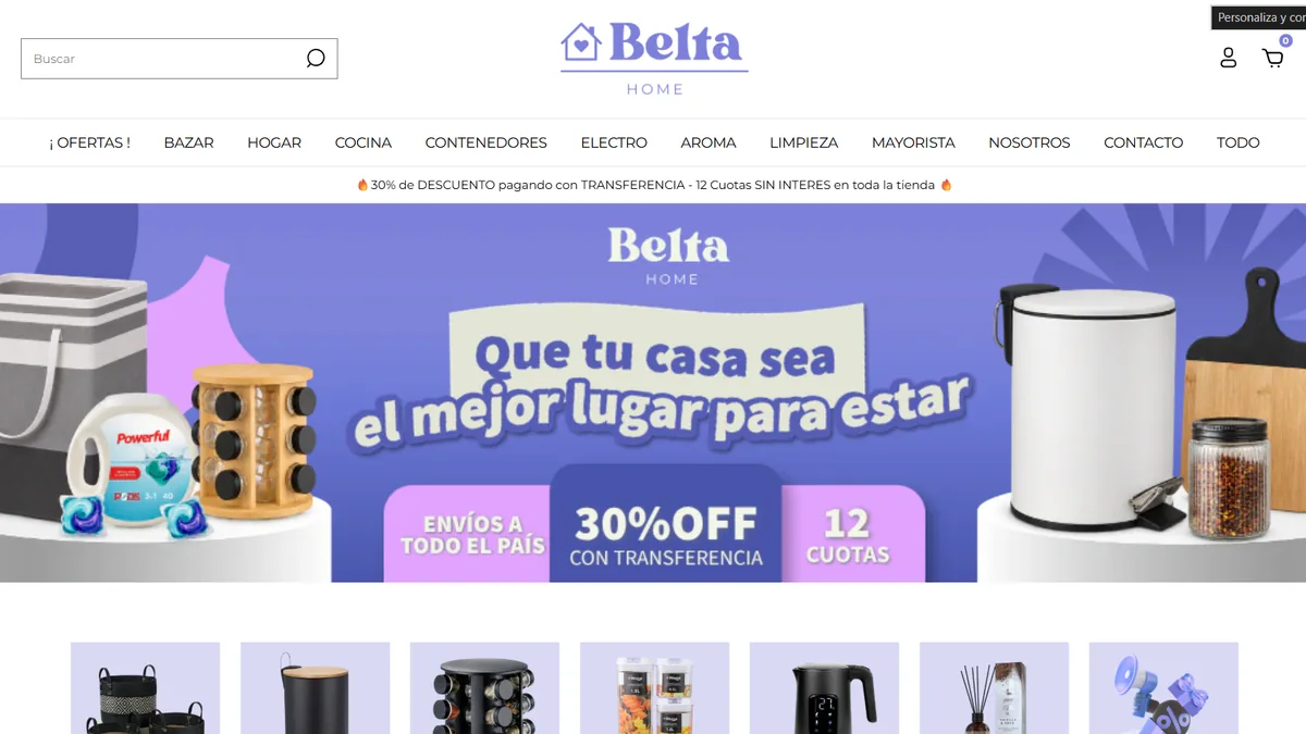 Portada del sitio de Belta Home